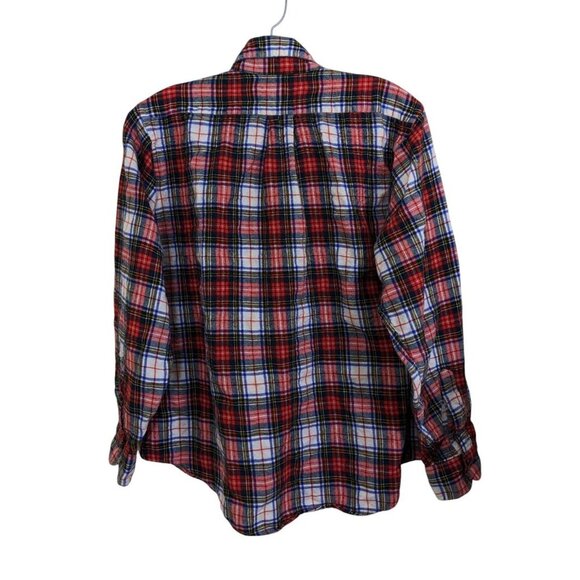 Vintage Viyella Shirt Mens L Red Plaid Cotton Wool Button Up Woven in Scotland - Picture 2 of 3